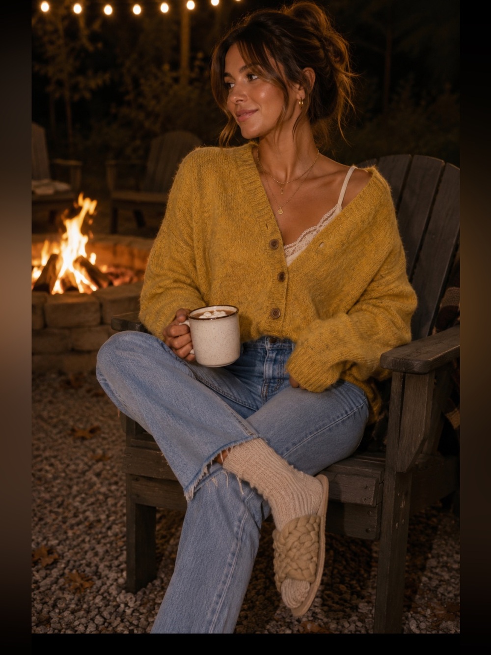 Soft Knit Mustard Button-Up Women's Sweater